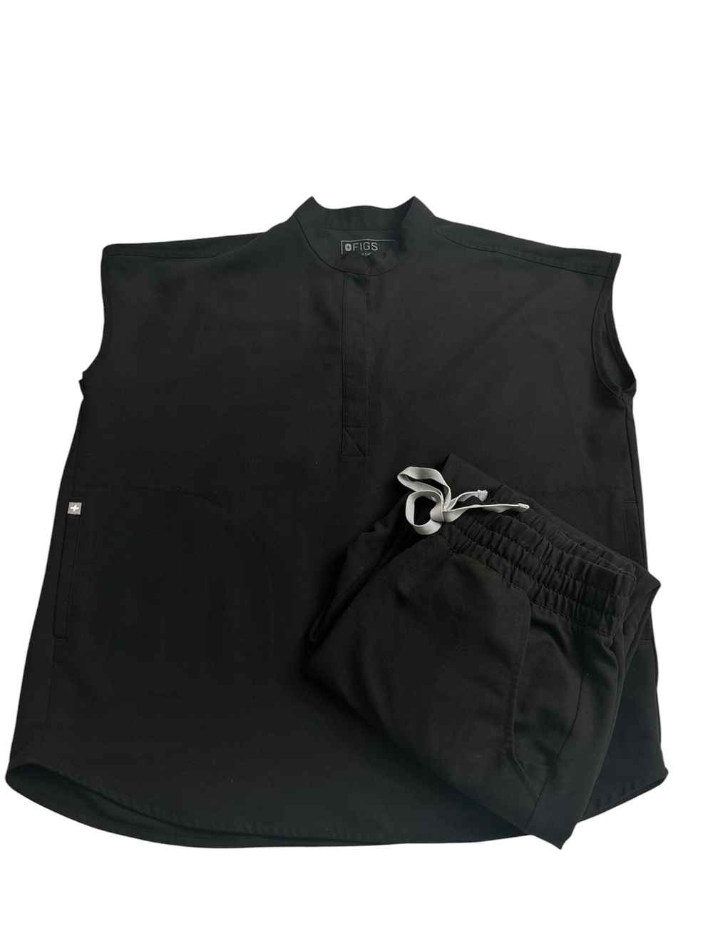 FIGS Women's S Black Scrub Set - Rafaela Top & High-Waisted Zamora Jogger Scrubs
